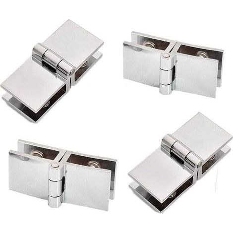 4 pièces de charnières de porte en verre à 180 degrés, charnières de porte en verre, charnières de porte en verre en alliage de zinc, faciles à installer, adaptées aux vitrines, caves à vin (1/4)