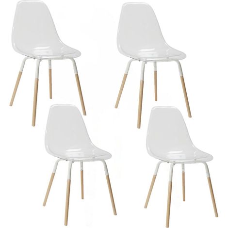 Lot de 4 chaises à pieds bicolores design scandinave PHENIX (1/5)