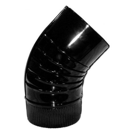 Gomito per stufa in vetroresina nera, 150 mm, 45°.