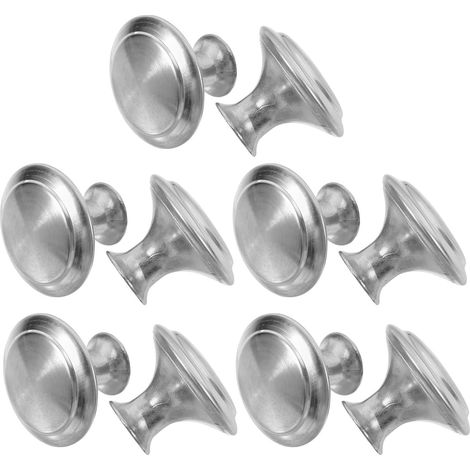 10 boutons de meuble ronds en acier inoxydable argenté (1/5)