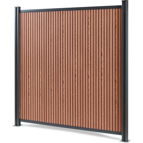 Gartenzaun Startermodul Grassano mit 2 Pfosten 185x180 cm WPC Braun [neu.holz]