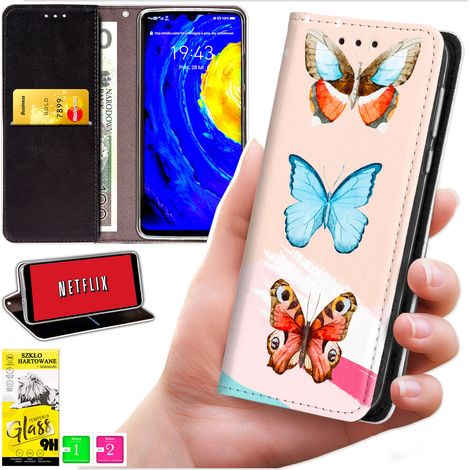 Brieftaschenhülle für Realme 14 Pro+ 5G / 14 Pro Plus 5G – Blaumond-Print + 9H-Glas (1/5)