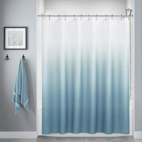 Rideau de douche en polyester texturé, imperméable, 1 pièce, doublure de bain pour salle d'eau, voilage anti-humidité, sécurisé et facile à nettoyer (1/4)