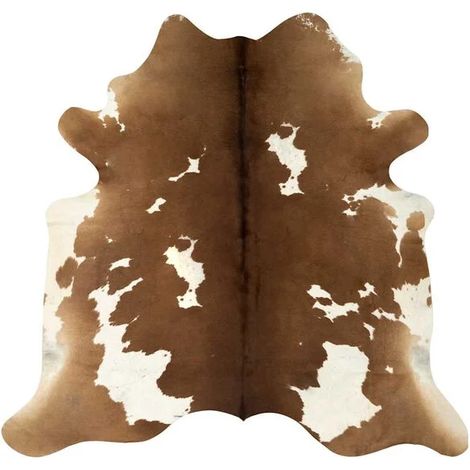 Tapis en véritable peau de vache, rayures marron et blanches, 150 x 170 cm (1/5)