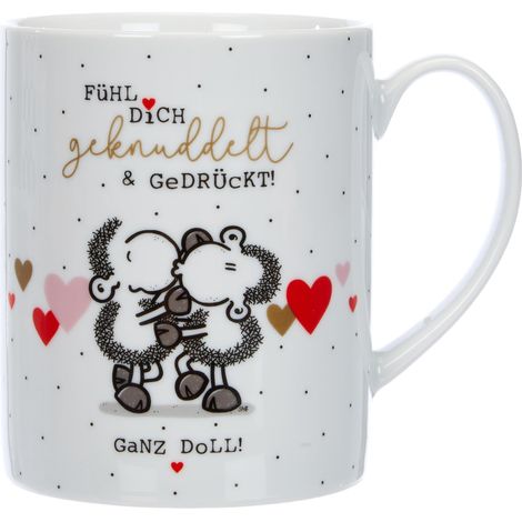 Porcelaine, Tasse XL « Fühl Dich geknuddelt » : décoration de tasse cadeau, XL (1 paquet), multicolore (1/5)