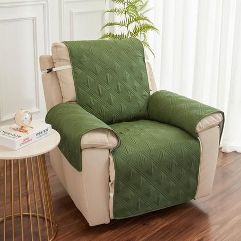 Housse de Fauteuil Relax Matelassé Antidérapant,Couvre Fauteuil Relax ,Protecteur Canapé 1 Place Doux ,Vert olive (1/4)