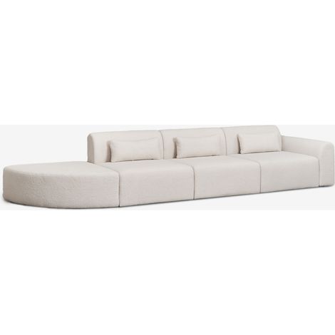 Divano componibile angolare destro in 3 pezzi con pouf triangolare in shearling Borjan SKLUM            