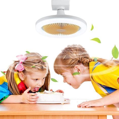 Ventilateur de plafond avec éclairage LED E27, ventilateur moderne à trois vitesses réglables, éclairage encastré pour chambre, salle de bain, salon, bureau ou cuisine. (1/5)