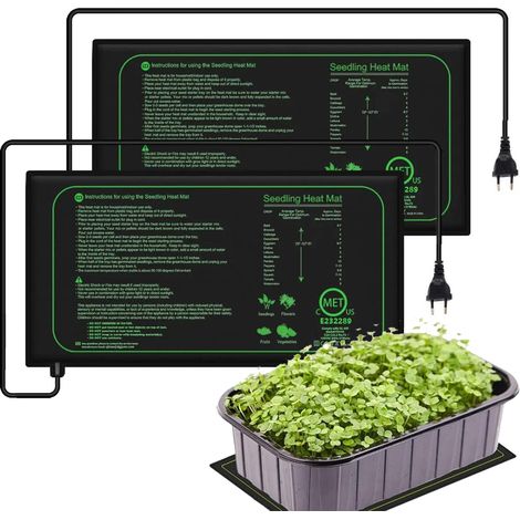 2 tapis chauffants pour semis pour le démarrage des graines, coussin chauffant étanche pour la germination des graines, 25 cm x 52,5 cm (1/5)