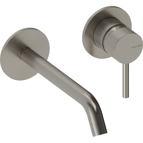 SANYCCES LOOP ColdOpen Wand-Waschtischarmatur Unterputz mit 18 cm Ausladung inkl. Unterputz-Einbaukörper, Nickel gebürstet (1/3)