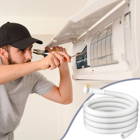 Tubo di scarico per condizionatore d'aria – tubo flessibile rinforzato da 300 cm con tappo in gomma, per foratura di 17 mm di diametro (1/5)