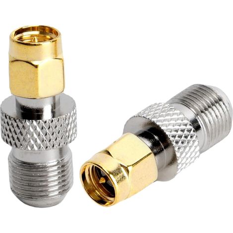 Connecteur SMA vers F Type Adaptateur Coaxial F Type SMA Fiche F Connecteur d'Antenne TV pour FM AM Dab+ Radio Vidéo Pack de 2 (1/5)