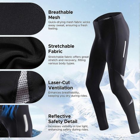 Short de cyclisme pour homme avec rembourrage 3D chaud, respirant et évacuant la transpiration pour l'hiver
