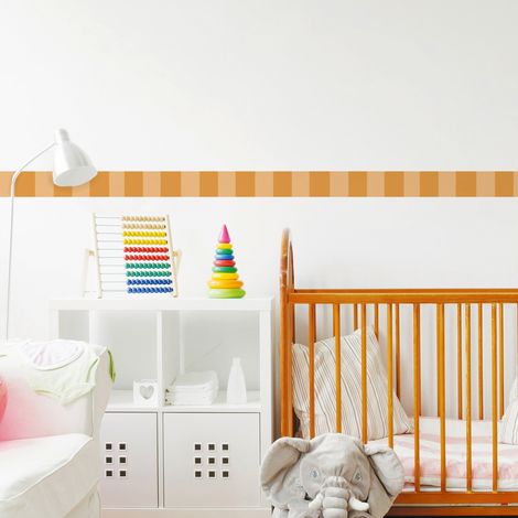 Frise décorative adhésive, rayures verticales larges, orange, motif géométrique, 5 cm X 300 cm (1/5)