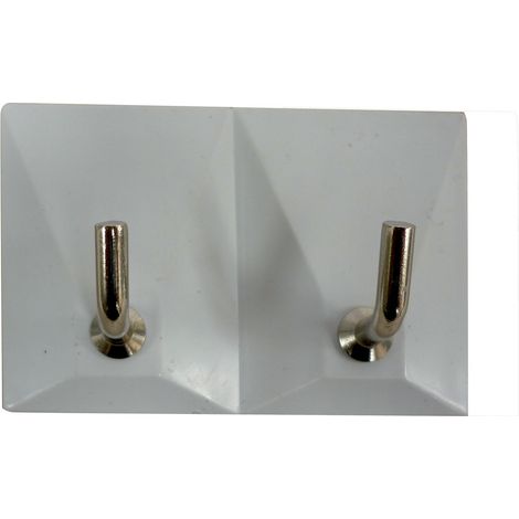 2 PEZZI GANCI ADESIVI BIANCO PLASTICA PORTA STOFINACCI PORTATUTTO a 2 POSTI (1/2)