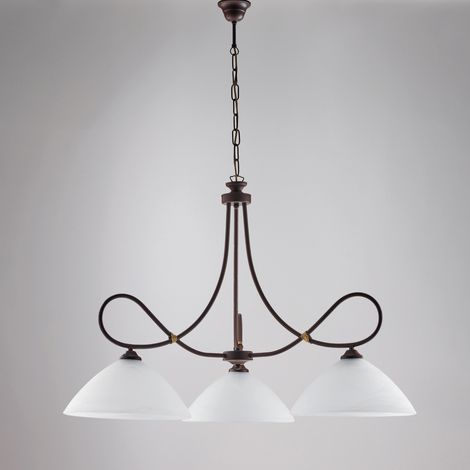 Armer Kunst Kronleuchter aus Eisen Rostschwarz drei Lichter 78x h65 cm