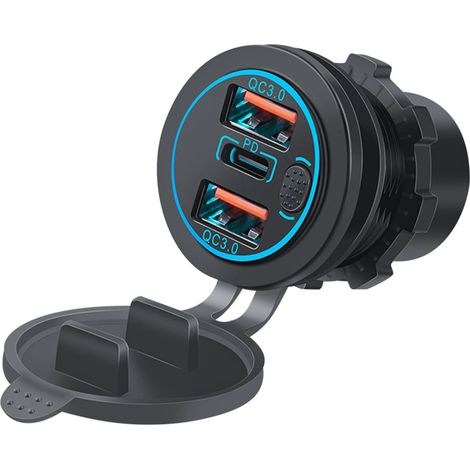 Chargeur de voiture USB rapide PD QC3.0, adaptateur secteur pour téléphone portable, GPS et ventilateur (1/5)
