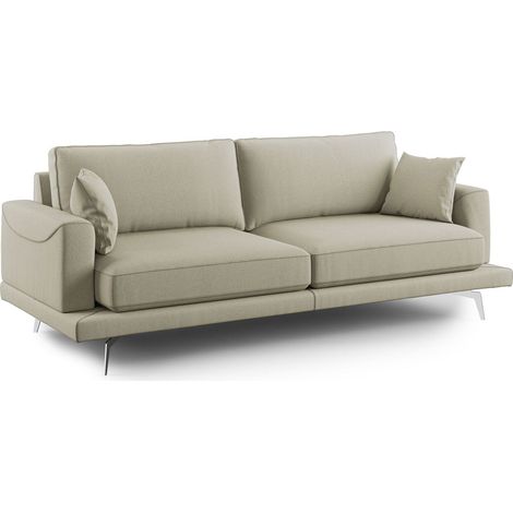 Dorian Divano moderno in tessuto morbido antimacchia T05 218 cm panna