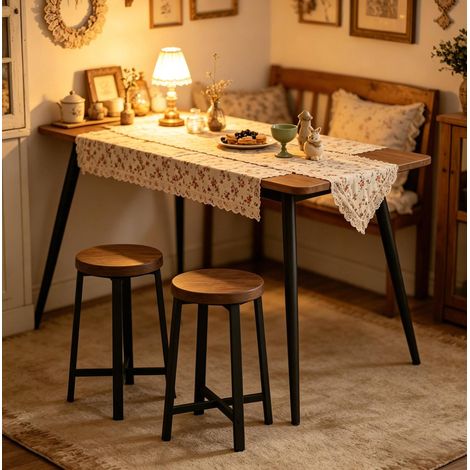Sgabelli da cucina 29,5/29,5/46 cm in stile vintage, set da 2, con struttura in metallo (1/5)