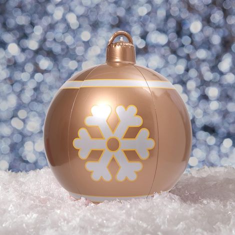 Weihnachtskugel für den Außenbereich, riesiger PVC-Weihnachtsschmuck, festlicher Garten – Champagnerfarbene Schneeflocken (1/4)
