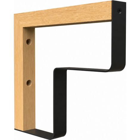 Winkelkonsole zum Anschrauben MIX E aus unbehandelter Buche/Schwarzstahl, 202x202mm.