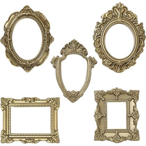 Mini cadres photo dorés 5 pièces – Petits cadres vintage en résine style baroque – Cadres de table et décoration murale – Pour photos loisirs créatifs et décoration (1/5)