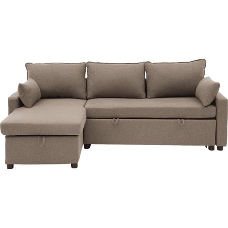 Divano letto a 3 posti in tessuto con chaise longue L219 cm - LOUISON (1/5)