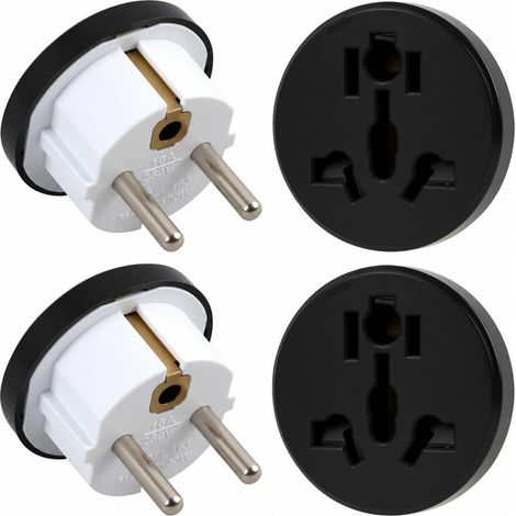 4 PCS Adaptateur Prise Anglaise vers France, UK to EU Adapter Compact pour Appareils Compatibles UK, USA, Chine et Suisse, pour Adultes, Voyage, Hôtel, Bureau et Maison, Compact avec Double Broches (1/5)