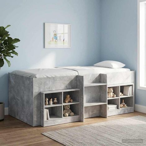 Marco de Cama Alta para Niños 2 pcs Gris Hormigón 98.5 x 200 cm