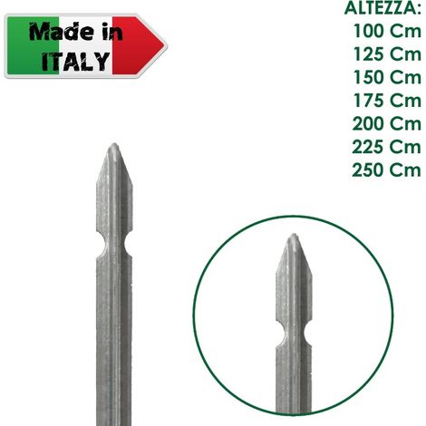1 PZ PALO PALETTO IN FERRO A T 35x35x3,5 mm ZINCATO ZINCO PER RETE RECINZIONE - H 250 cm (1/2)