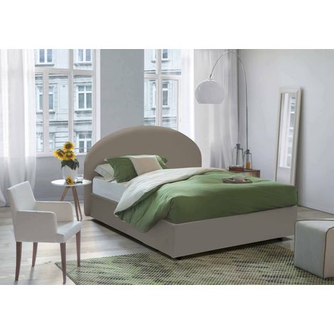 Talamo Italia Lit double Sofia, Lit conteneur avec revêtement en cuir écologique, 100% Made in Italy, Ouverture frontale, avec matelas Cm 160x200 inclus, Tourterelle, avec emballage renforcé (1/3)