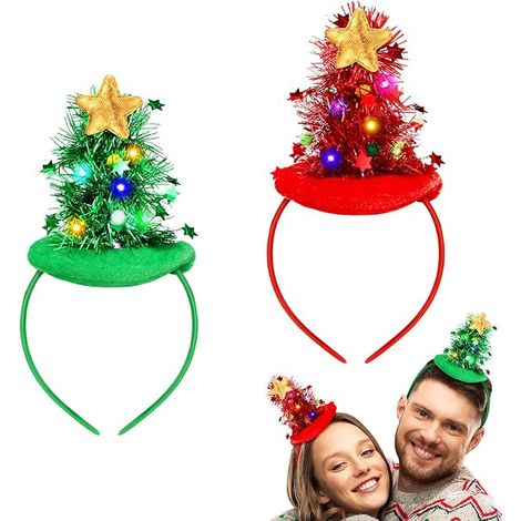 Lot de 2 serre-têtes de Noël lumineux en forme de sapin – Style festif unisexe (1/4)