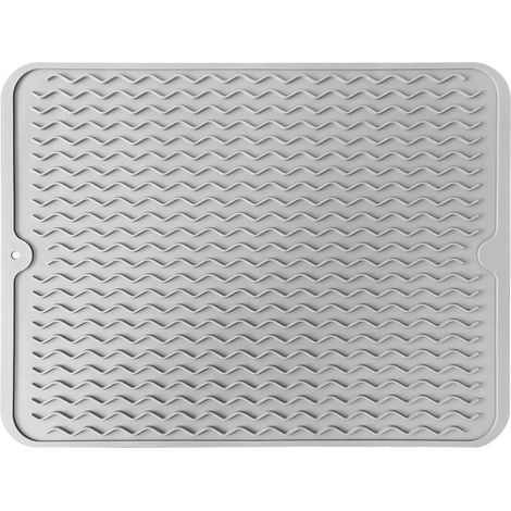 (40×30 cm) Grand Tapis d'égouttage en Silicone avec une Brosse de Nettoyage pour Le Plan de Travail, Egouttoir Vaisselle, Tapis de Séchage (1/5)