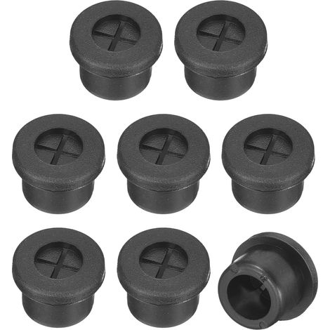 8 Pcs Passe-Câble pour Cordon, 12mm Passe-Câble de Bureau en Caoutchouc Flexible Grommets de Fil Cache-Trou pour Bureau Organisateur de Câbles d'Ordinateur, Noir (1/5)