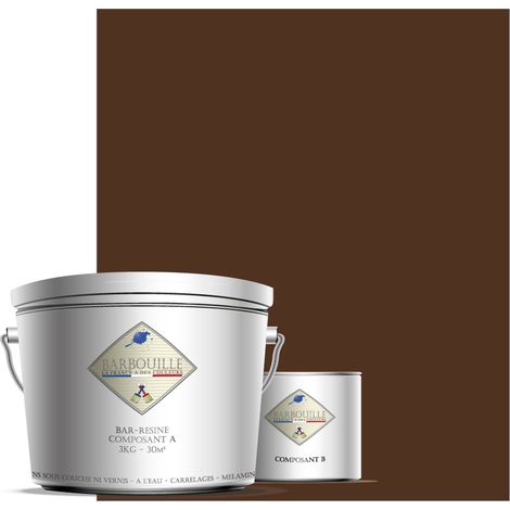 Peinture résine époxy 2,5L BRILLANT 25m² Marron Chocolat Abomey (1/3)