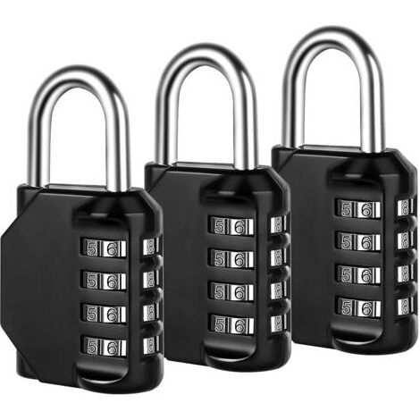 Serrure à combinaison, cadenas à combinaison à 4 chiffres pour casier de sport, clôture, boîte à outils, étui, rangement d'armoire à loquet (XL - Lot de 2, noir) (1/5)