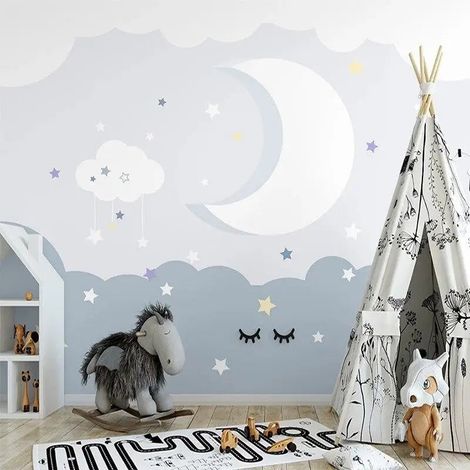 Papier Peint Enfant - Douce Nuit et Lune Rêveuse - 150 x 250 cm (1/2)