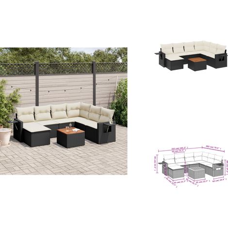 8-tlg. Garten-Sofagarnitur mit Kissen Schwarz Poly Rattan - Gartenmöbel Set - PE-Rattan Möbel - Outdoor Lounge - Esszimmergarnitur - Balkonmöbel (1/3)