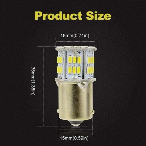 2Pcs Ampoules 1156 BA15S P21W LED Lampe 3014 54SMD Super Brillant Blanche pour Voiture Auto Feu Arrière Les Clignotants Lampe Feux de Recul 12V 6500K (1/5)