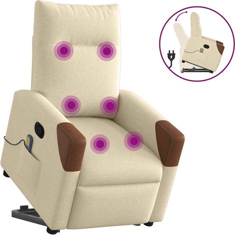 Massagesessel mit Aufstehhilfe Creme Stoff