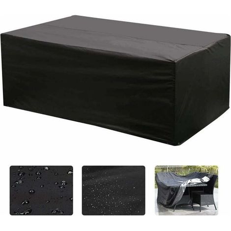 VURAHOME – Rechteckige Tischdecke aus Oxford-Gewebe für Gartenmöbel, UV-Schutz (Schwarz) – 215 × 135 × 75 cm (1/5)