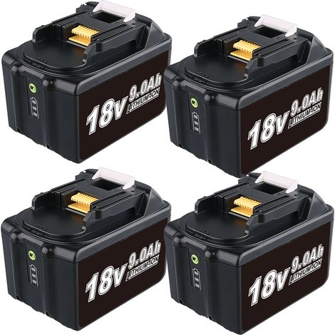 4X 9.0Ah BL1860B Batterie pour Makita 18V Li-ION Batterie de Rechange pour Makita 18V BL1860 BL1890 BL1850B BL1850 BL1830 BL1840 BL1840B BL1835 BL1815 194205-3 LXT-400 with LED Batterie