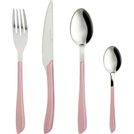 Set de couverts de table, Set 24 couverts en acier inoxydable, Couverts en acier inoxydable (Rose) (1/5)