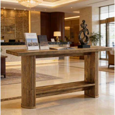 Tavolo consolle stretto in legno marrone OKMYHOME (1/5)