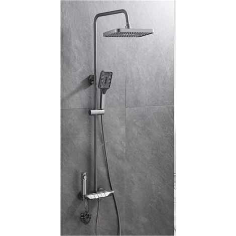 Ensemble de douche mitigeur thermostatique intelli LED ensemble de douche numérique salle de bain mitigeur chaud froid système de douche montage mural SPA pluie robinet de bain tête carrée moderne ( C (1/5)