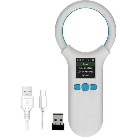 Lecteur de puces pour animaux - Écran TFT 1,44 pouce - Batterie rechargeable 800 mAh - Stockage de données jusqu'à 500 entrées - Gestion des chats et des chiens