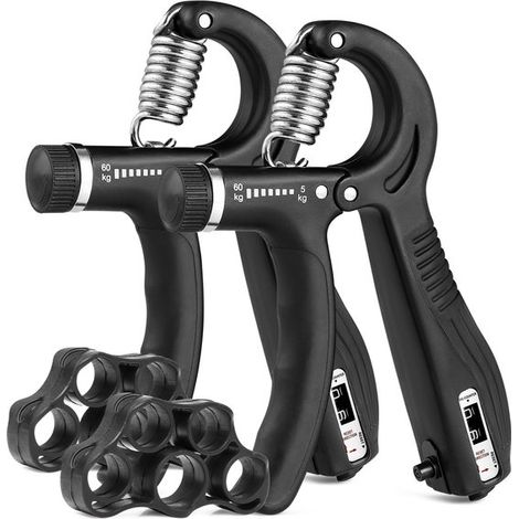 Set de 2 entraîneurs de mains avec doigts - Pince à main avec compteur - 5-60 kg réglable - Antidérapant - Accessoire de musculation (1/5)