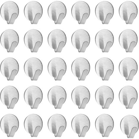30 Pièces Petits Crochet Adhesif Mural - Accroche Serviette Salle de Bain Sans Percage, Accroche Clef Mural - Accroche Torchon Cuisine en Acier Inoxydable, pour Chambres, aux Toilettes, Cuisine (1/5)