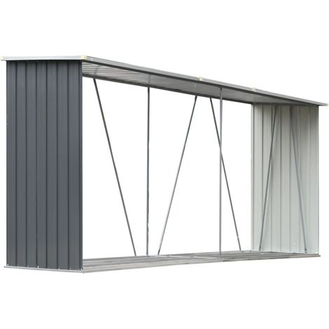 Casetilla para leña acero galvanizado gris 330x84x152 cm vidaXL