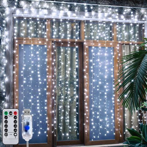 Rideau Lumineux Noel 3m x 3m, 300 LED Guirlande Blanc (1/5)